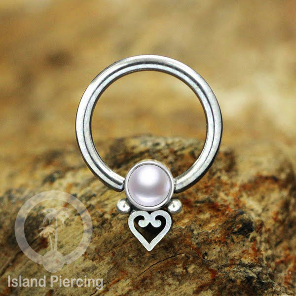 BCR piercing stainless warna silver dengan batu. Tragus, daith, helix, septum dan nipple ring