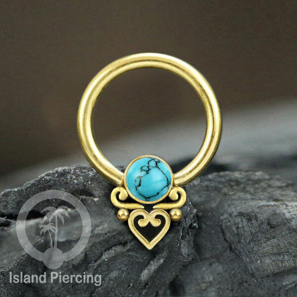 BCR piercing stainless warna silver dan gold dengan batu. Tragus, Septum dan Nipple ring