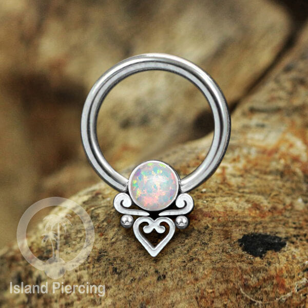 BCR piercing stainless warna silver dan gold dengan batu. Tragus, Septum dan Nipple ring