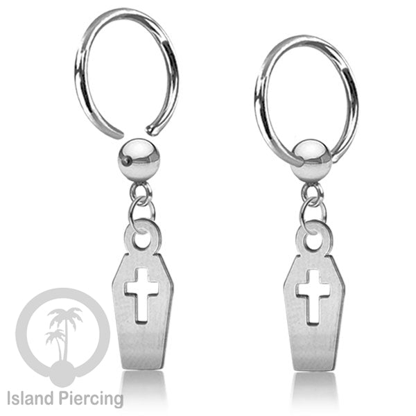 BCR Piercing Stainless warna silver Tindik model Gothic Halloween, Tengkorak, sihir, peti...