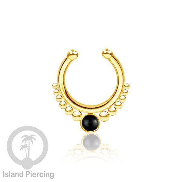 Tindik hidung Septum palsu pakai batu banyak warna, Nose Piercing Septum Jewelry warna gold.