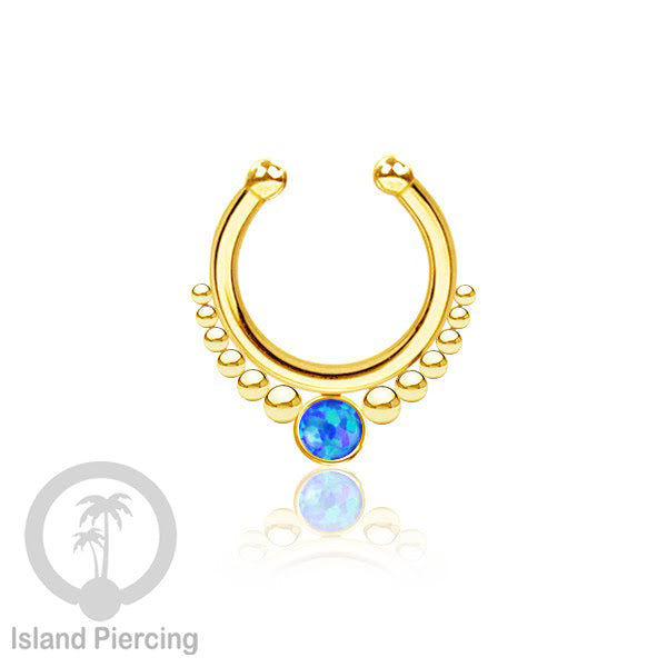 Tindik hidung Septum palsu pakai batu banyak warna, Nose Piercing Septum Jewelry warna gold.