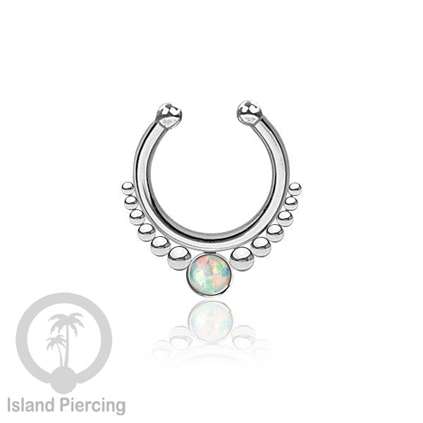 Tindik hidung Septum palsu pakai batu banyak warna, Nose Piercing Septum Jewelry warna silver.