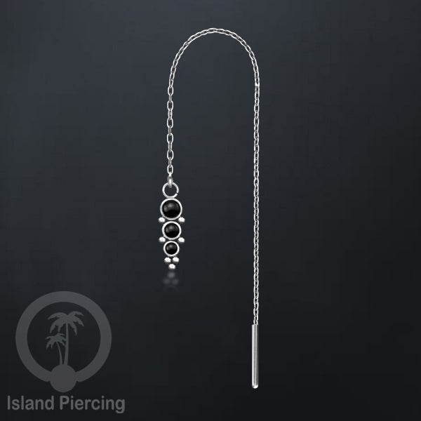 Anting Rantai Ear Threader Stainless warna silver variasi batu anyak model dan warna