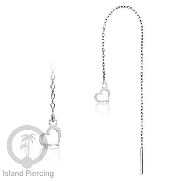 Anting Rantai Ear Threader Stainless warna silver motif Bintang, Love Heart, Lotus, Peace, Flower of Life...