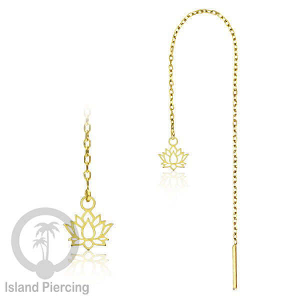 Anting Rantai Ear Threader Stainless warna gold motif Bintang, Love Heart, Lotus, Peace, Flower of Life...