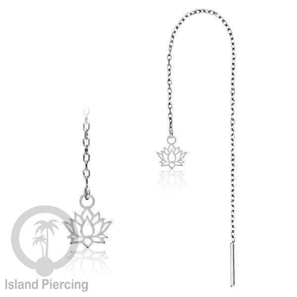 Anting Rantai Ear Threader Stainless warna silver motif Bintang, Love Heart, Lotus, Peace, Flower of Life...