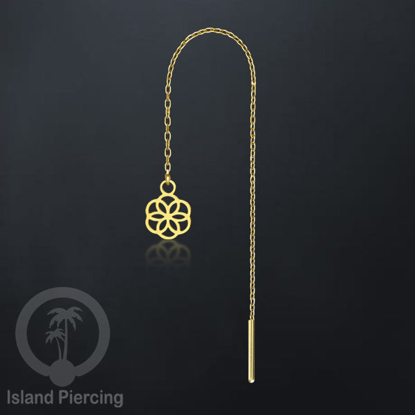 Anting Rantai Ear Threader Stainless warna gold motif Bintang, Love Heart, Lotus, Peace, Flower of Life...