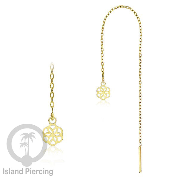 Anting Rantai Ear Threader Stainless warna gold motif Bintang, Love Heart, Lotus, Peace, Flower of Life...