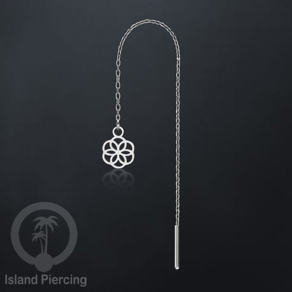 Anting Rantai Ear Threader Stainless warna silver motif Bintang, Love Heart, Lotus, Peace, Flower of Life...