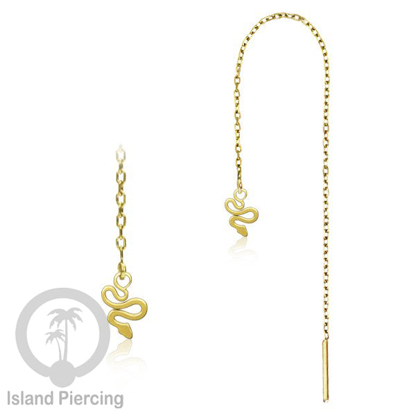 Anting Rantai Ear Threader Stainless warna gold motif Kupu2, Gecko, Ular, Kura2, Burung, Capung