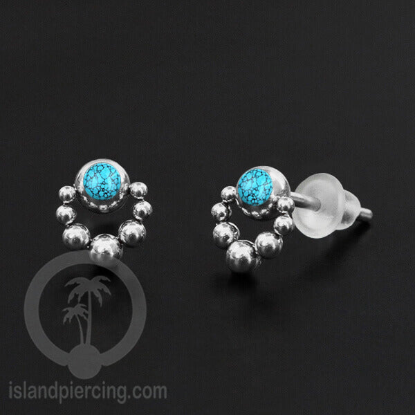 Anting Stud Stainless berisi Kerang Laut Paua warna Turquoise atau Epoxy hitam