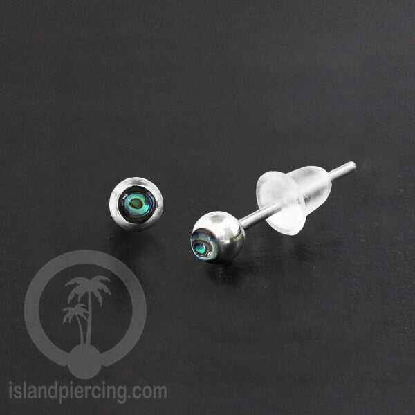 Anting Stud Stainless manis dekorasi Kerang Laut Paua warna Turquoise atau Epoxy hitam