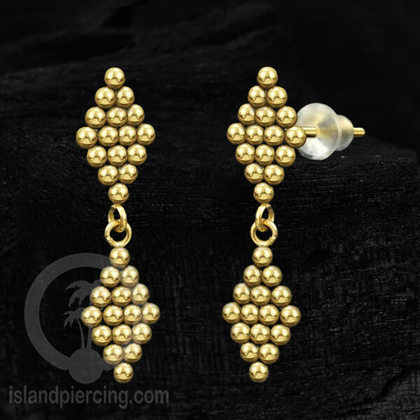 Anting Stud Stainless warna gold yang style hanger