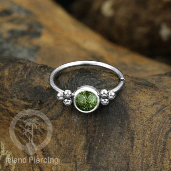Nose Piercing Jewelry Perhiasan Hidung Nose Ring silver dengan Batu Asli