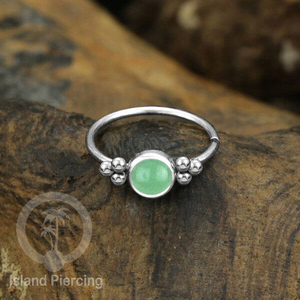 Nose Piercing Jewelry Perhiasan Hidung Nose Ring silver dengan Batu Asli