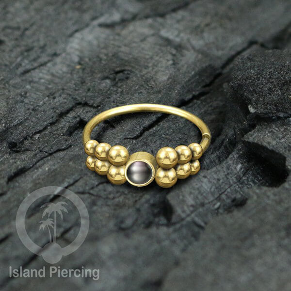 Nose Piercing Jewelry Perhiasan Hidung Nose Ring warna gold dekorasi Batu dan bola