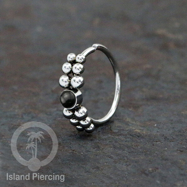 Nose Piercing Jewelry Perhiasan Hidung Nose Ring warna silver dekorasi Batu dan bola