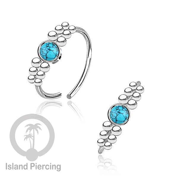 Nose Piercing Jewelry Perhiasan Hidung Nose Ring warna silver dekorasi Batu dan bola