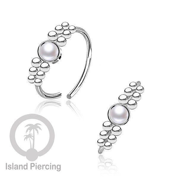 Nose Piercing Jewelry Perhiasan Hidung Nose Ring warna silver dekorasi Batu dan bola