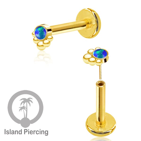 Tindik Labret push system, Threadless Piercing warna gold banyak pilihan model dan batu