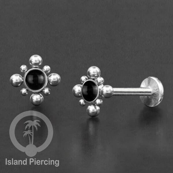 Tindik Labret push system, Threadless Piercing warna silver banyak pilihan model dan batu