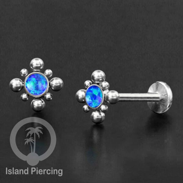 Tindik Labret push system, Threadless Piercing warna silver banyak pilihan model dan batu