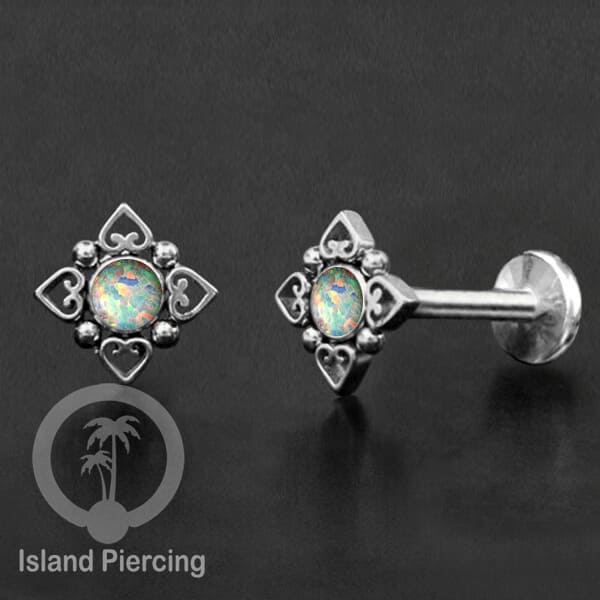 Tindik Labret push system, Threadless Piercing warna gold dan silver banyak pilihan batu