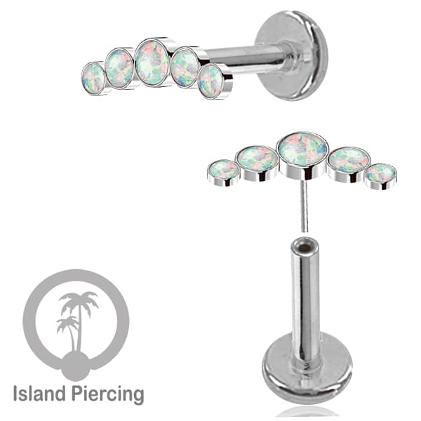 Tindik Labret push system, Threadless Piercing warna gold model Helix dengan batu