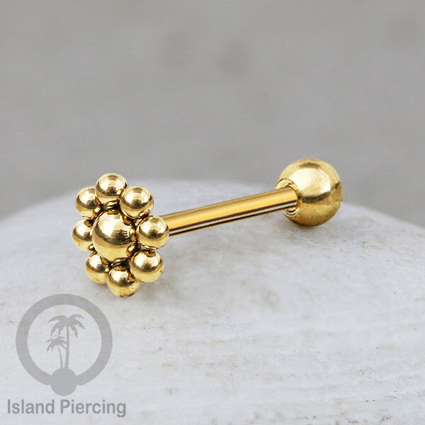 Tindik Lidah stainless warna Gold banyak motif menarik, Unique Tounge Piercing Jewelry