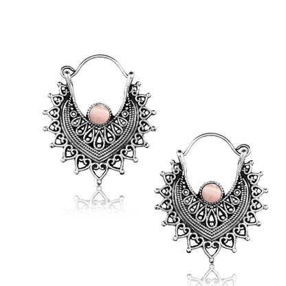 Anting Kuningan putih selera Mayan dengan banyak pilihan Batu, White brass Stone Earring