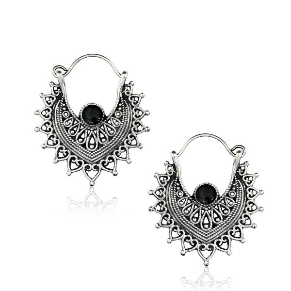 Anting Kuningan putih selera Mayan dengan banyak pilihan Batu, White brass Stone Earring