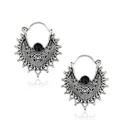 Anting Kuningan putih selera Mayan dengan banyak pilihan Batu, White brass Stone Earring