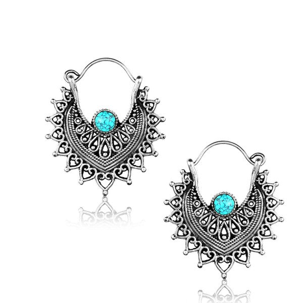 Anting Kuningan putih selera Mayan dengan banyak pilihan Batu, White brass Stone Earring