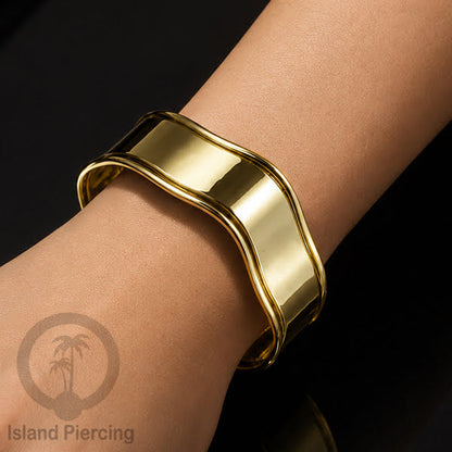 Gelang Tangan buatan Kuningan motif modern minimalis Plain style Brass Bangles
