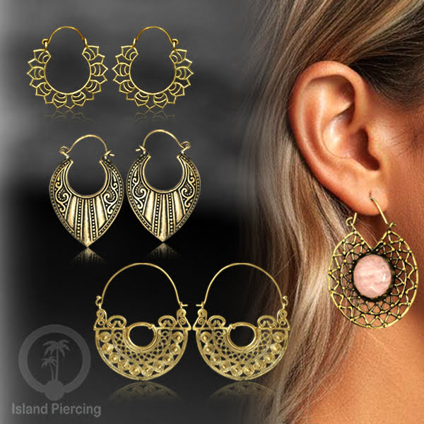 Anting Kuningan motif Pulau Bali, Brass Earring