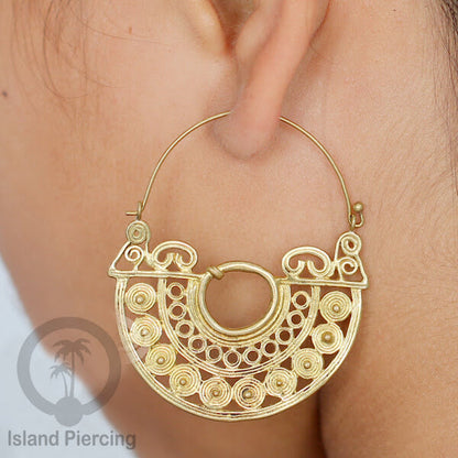 Anting Kuningan motif Pulau Bali, Brass Earring