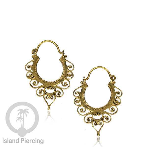 Anting dari bahan Kuningan Impor, motif klasik Bali, Tribal Brass Earrings 100% Nickel Free