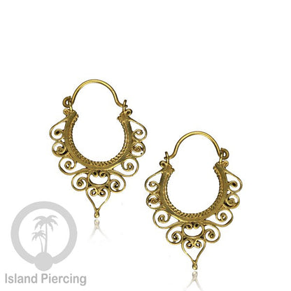Anting dari bahan Kuningan Impor, motif klasik Bali, Tribal Brass Earrings 100% Nickel Free