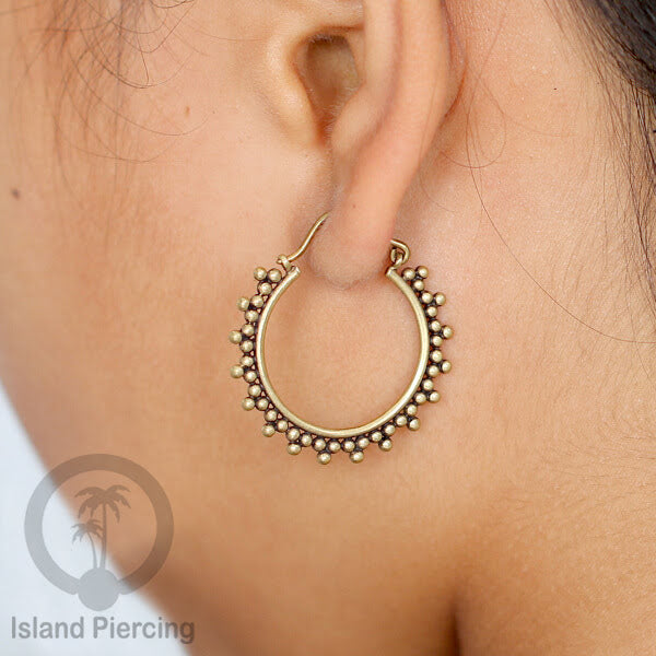 Anting dari bahan Kuningan Impor, motif klasik Bali, Tribal Brass Earrings 100% Nickel Free