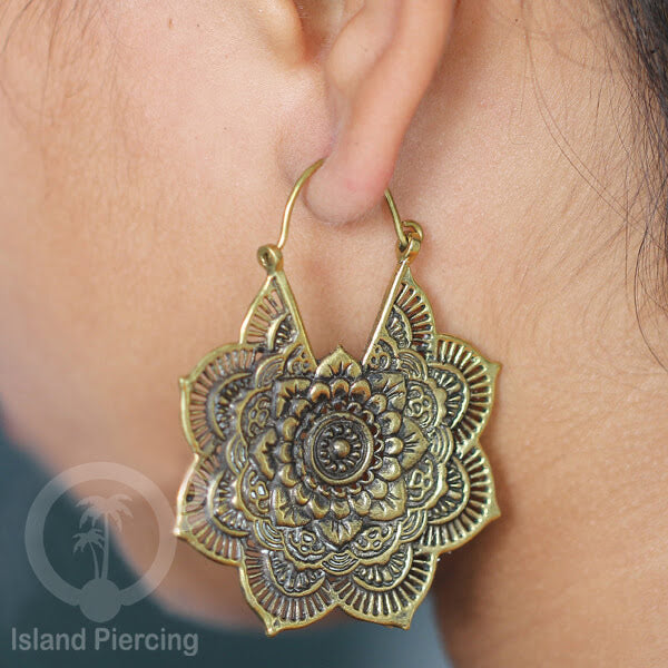 Bali style Brass Earrings, Anting Kuningan motif Mandala dan Geometrik bahan impor 100% tanpa nickel