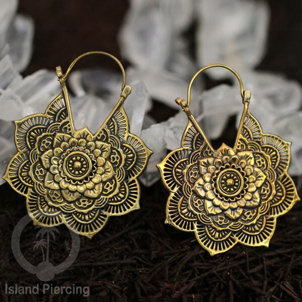 Bali style Brass Earrings, Anting Kuningan motif Mandala dan Geometrik bahan impor 100% tanpa nickel