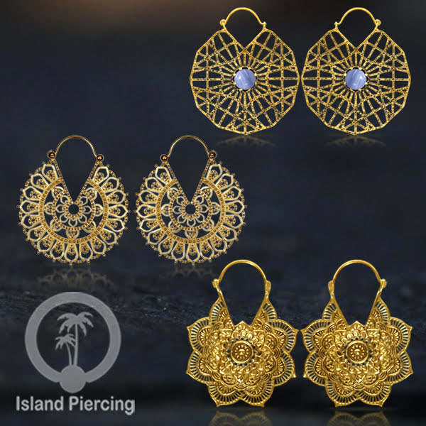 Bali style Brass Earrings, Anting Kuningan motif Mandala dan Geometrik bahan impor 100% tanpa nickel