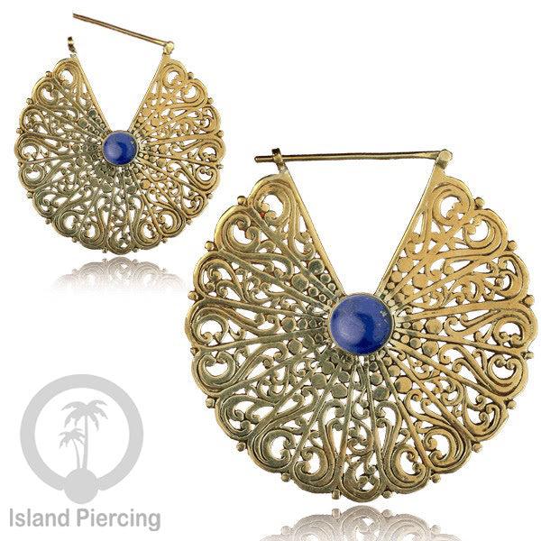 Anting Mandala besar dengan Batu tersedia dalam Kuningan dan Kuningan putih, Brass Earring