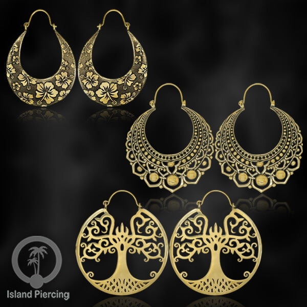Anting-anting lingkaran kuningan besar, Bahan Impor 100% Nickel free Brass Earrings
