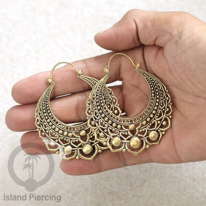 Anting-anting lingkaran kuningan besar, Bahan Impor 100% Nickel free Brass Earrings