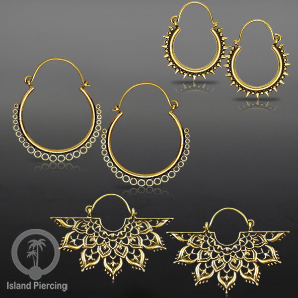 Aksesoris Anting kuningan model Mandala dan Hoop Brass Earring