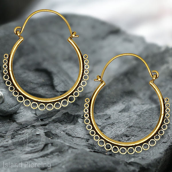 Aksesoris Anting kuningan model Mandala dan Hoop Brass Earring