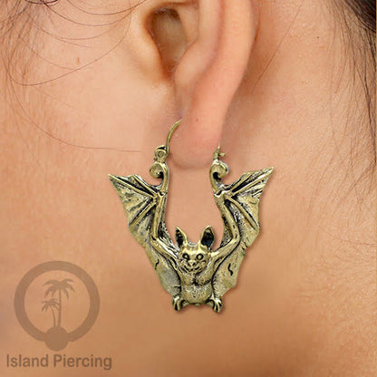 Anting Kuningan , Brass Earring, motif Kelelawar, Laba-laba dan Jamur