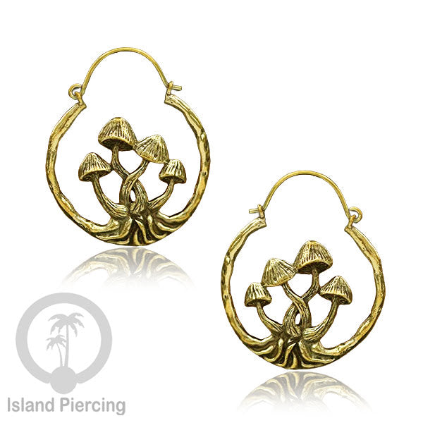 Anting Kuningan , Brass Earring, motif Kelelawar, Laba-laba dan Jamur
